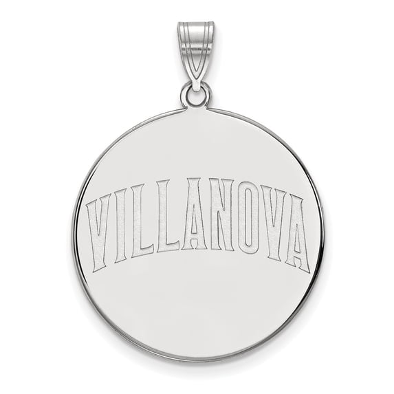 Solid 14k White Gold Villanova University Extra Large Disc Pendant