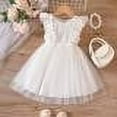 thumbnail image 4 of JUMESG Baby Girl Dress Toddler Girls Vintage Party Dress Ruffled Sleeve A-Line Tulle Flower Girl Dresses for Wedding/Birthday,White 120, 4 of 6