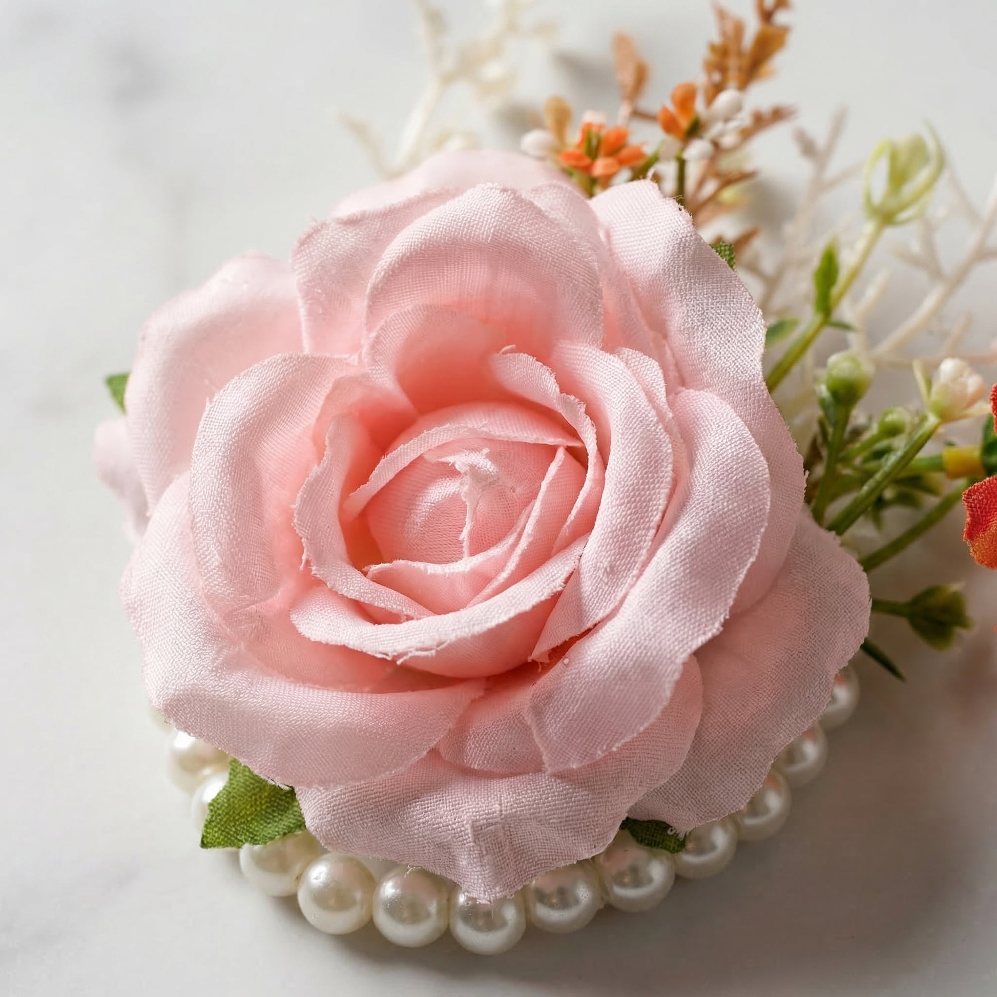 Unique Bargains Wrist Corsages Silk Rose Flower Bracelets Pink 3.9"