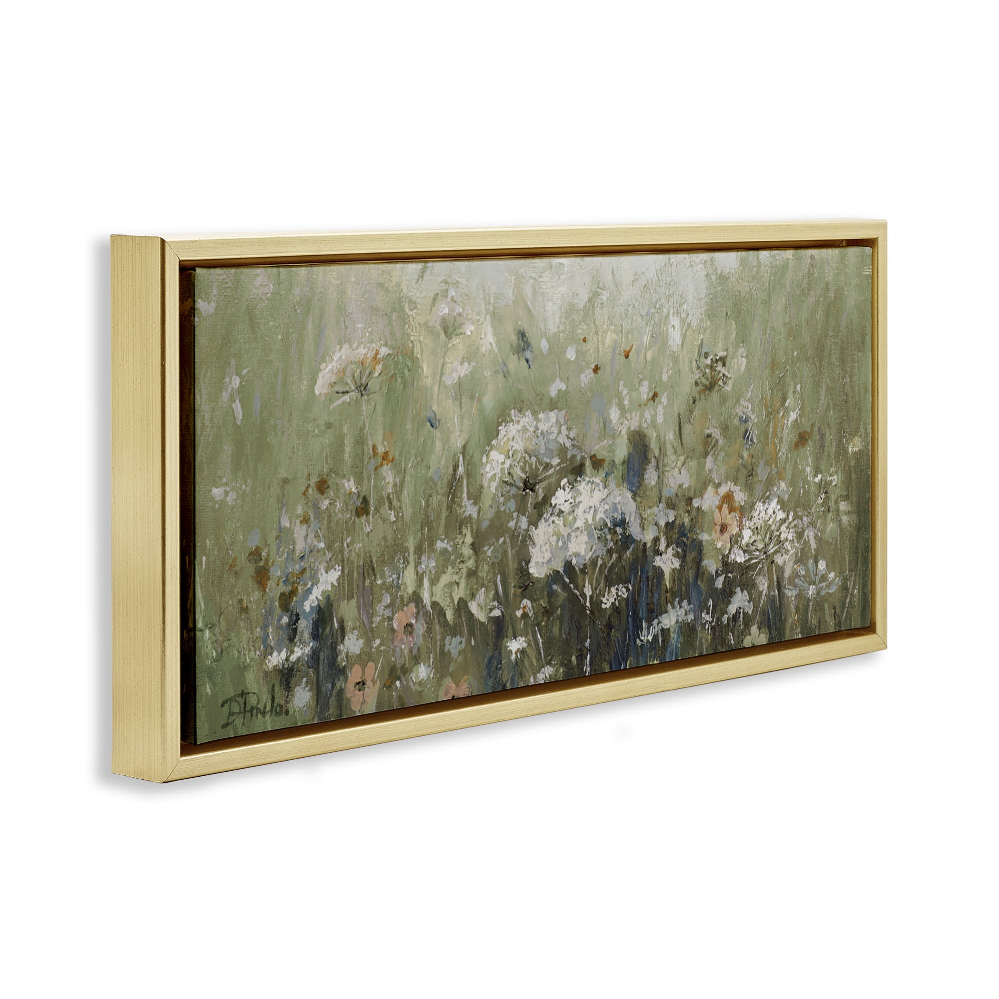 Stupell Industries Mistful Summer Meadow Scene Gold Framed Floater Canvas Wall Art, design by Patricia Pinto