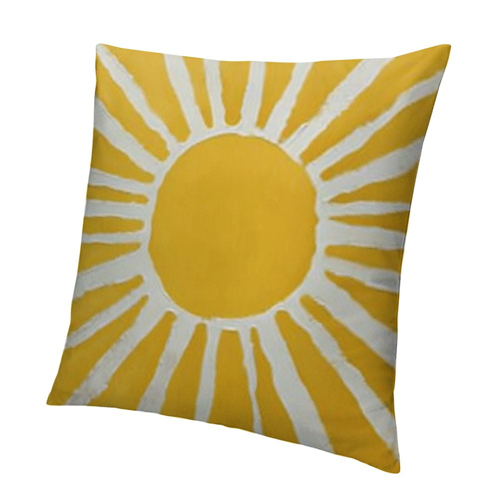 Doitely Hello Sunshine Pillow Covers 24x24 Inch | Set Of 2 Sunflower Farmhouse Pillowcases, Linen Yellow