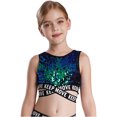 thumbnail image 1 of Débardeur de Danse Athlétique Sans Manches à Sequins Brillants pour Filles, Vert 6, 1 of 5
