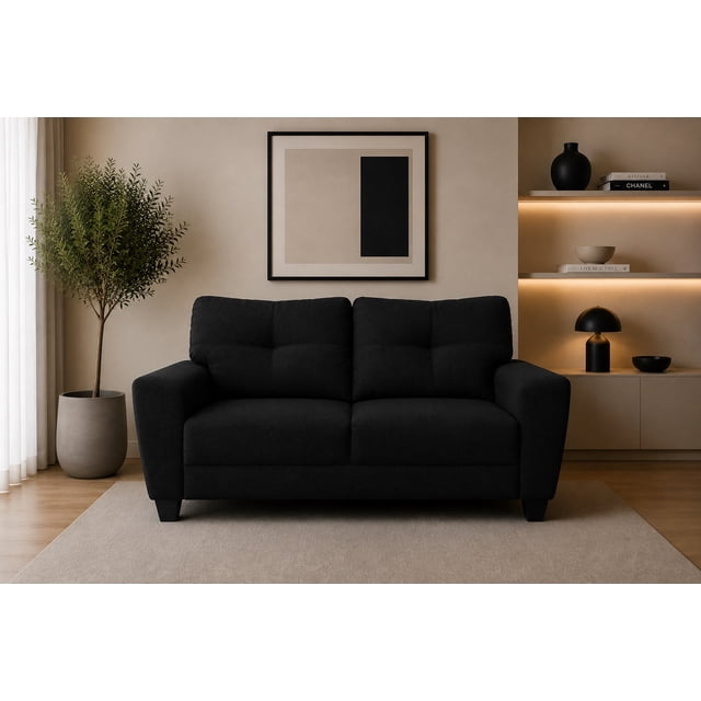 Love seat El Bazar Store Sidney Lino Negro 2 plazas, Modular, Moderno, Sala, Sofa