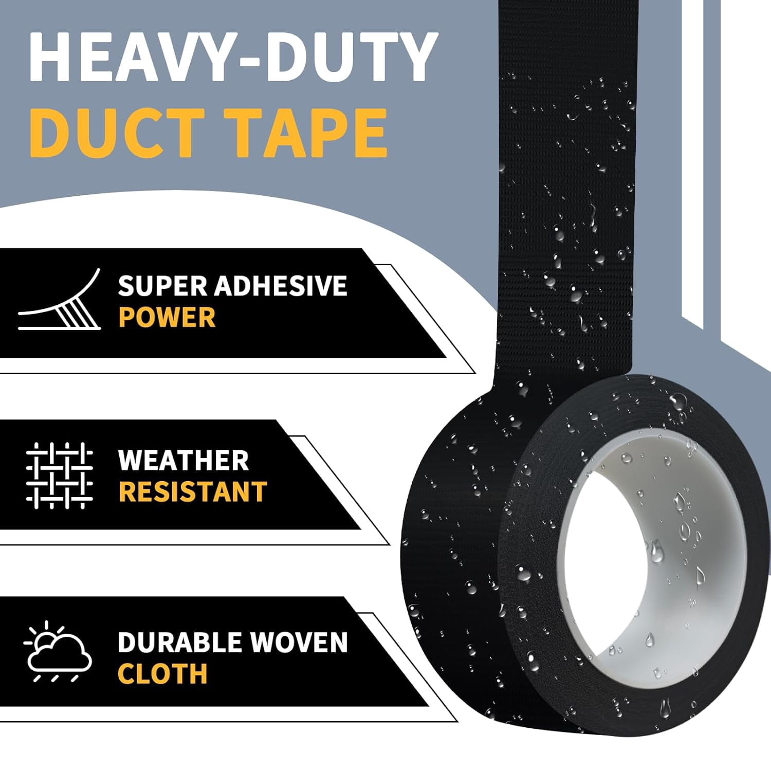 OSIMIG 5 Pack Duct Tape Heavy Duty Waterproof, 33 Yards x 2 Inch Strong Adhesive No Residue Black Duct Tape Bulk for Home Use, Projects, Outdoor Repairs, Tear by Hand