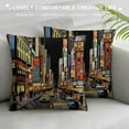 thumbnail image 3 of Heduofu Cities of States Throw Pillow Cushion Cover, Colorful Downtown New York Illustration Comic Book Art Style Artwork, Decorative Square Accent Pillow Case, White, 3 of 5