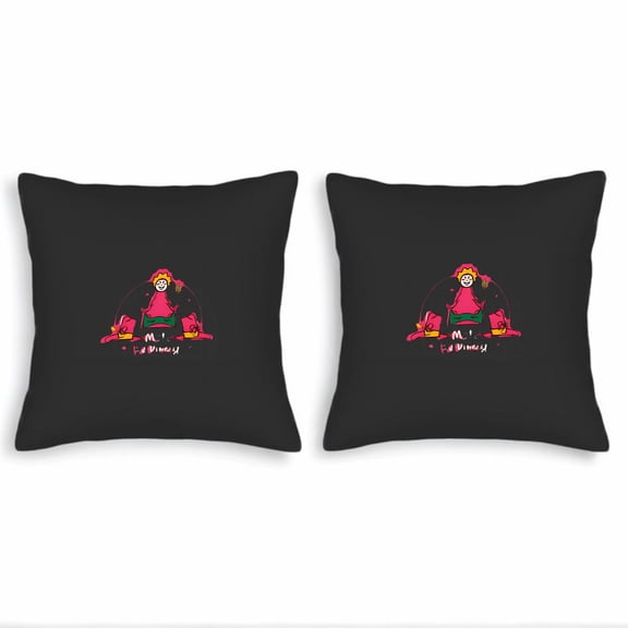 Set of 2 Decorative Throw Pillow Covers 18x18in - Colorful Jester Design on Black Background Perfect for Couch Bed or Car