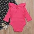 thumbnail image 3 of Aayomet Baby Bodysuit Winter Winter Jumpsuit For Baby Boy Baby Girl Clothes Solid Ruffle Long Sleeve Romper Bodysuit Tops One Piece Jumpsuit Fall Winter Outfit,Hot Pink 6-12 Months, 3 of 3