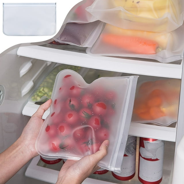 EVA Reusable Food Storage Bags for Refrigerator – Clear Plastic Vegetable Fruit Preservation Sealed Bags, 11.02x7.78 Inches