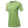 thumbnail image 2 of A2Y Women's Basic Solid Premium Cotton Short Sleeve Crew Neck T Shirt Tee Tops Sage 1XL, 2 of 6