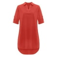 thumbnail image 3 of CHUANK Liquidation Robes d'Été pour Femmes Mode Femmes Grande Taille Uni Coton Lin Col Rabattu Robe-Chemise Ample, 3 of 5