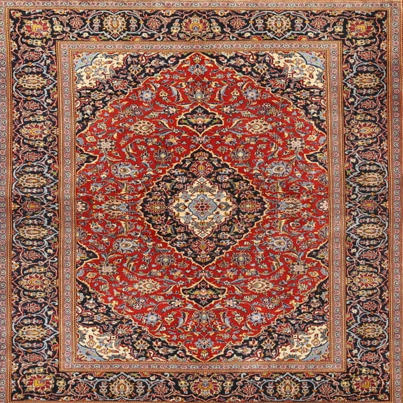 Ahgly Company Indoor Square Traditional Saffron Red Persian Area Rugs, 5' Square