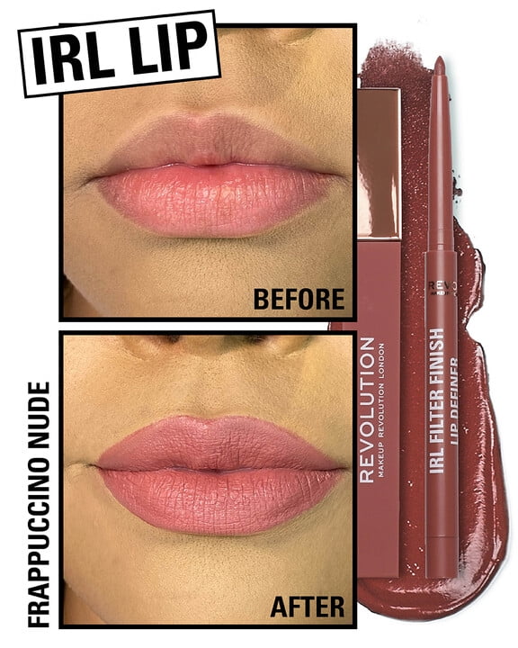 Revolution IRL Filter Finish Lip Liner Definer, Waterproof, Cream Finish, Frappuccino Nude