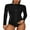 Black, variant on Sociala Women Full Zipper Rash Guard Long Sleeve Color Blocked Swimsuits UOP 50+