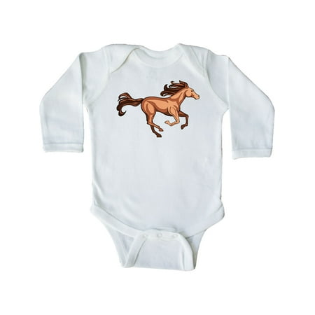 

Inktastic Galloping Brown Horse-stylized illustration Gift Baby Boy or Baby Girl Long Sleeve Bodysuit