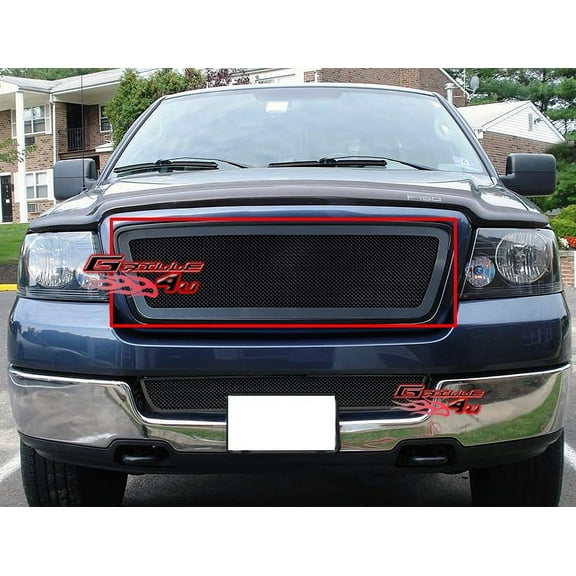 APS Compatible with Ford F-150 2004-2008 Main Upper Stainless Steel Black Mesh Front Grill Grille Insert F75350H