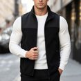 thumbnail image 4 of Riecok Fleece Vest for Men with Pockets Sleeveless Stand Collar Zip up Jackets Thermal Solid Warm Casual Outerwear Black 4XL, 4 of 6