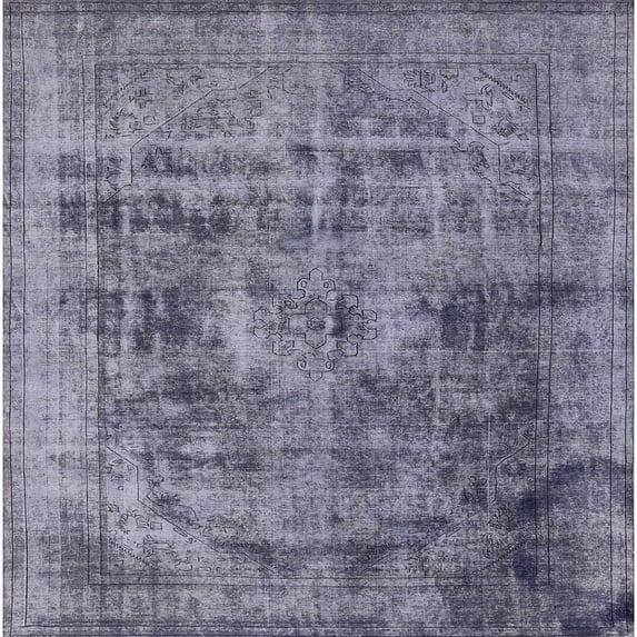 Ahgly Company Indoor Square Mid-Century Modern Purple Oriental Area Rugs, 8' Square