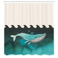 thumbnail image 3 of Ambesonne Animal Shower Curtain, Whale near Palm Island, 69"Wx84"L, Green and Blue, 3 of 5