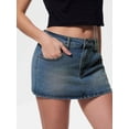 thumbnail image 5 of EMMIOL Women's Stretchy Mid-Waist Mini Denim Skort Skirt Y2K Vintage Casual Jean Skirt with Pockets Streetwear 90s Style, 5 of 10