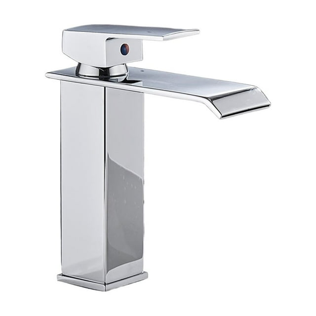 Basin Waterfall Faucet, Wide Mouth Stainless Steel Mirror Surface Treatment Square Elbow, Hot And Cold Water Basin Faucet ,Versatile Features