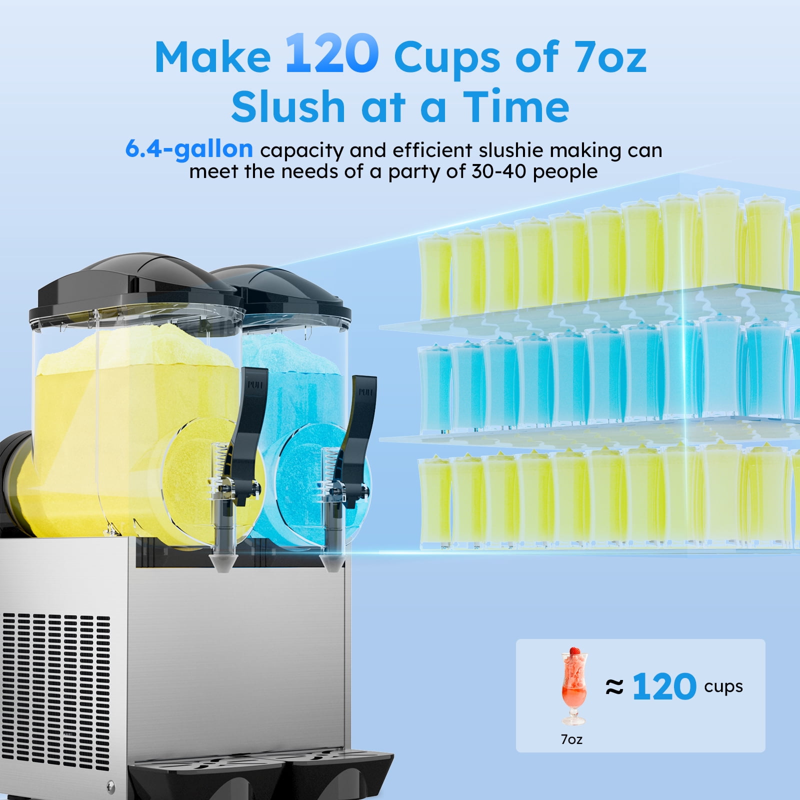 Joreek 30L 8 Gal Commercial Margarita & Slushy Machine 1100W 110V Frozen Drink Maker Smoothie Machine Electric Slushie Machine Self-cleaning For Bar Alcohol Beverage Cocktail Juice