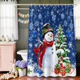 thumbnail image 6 of Navy Blue Snowman Shower Curtain Set with Hooks, Christmas Balls Tree Gift Snowflake Waterproof Fabric Bathroom Curtains Decor Home Accessories,72X 96 Inch Extra Long, 6 of 9