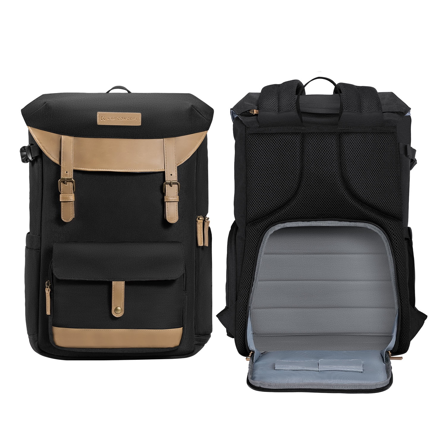 K&F CONCEPT DSLR Camera Backpack Camera Case for Photography and 15.6" Laptop Travel Use, Camera Shoulder Bag with Weatherproof Rain Cover-17.3x11.4x6.29Inch