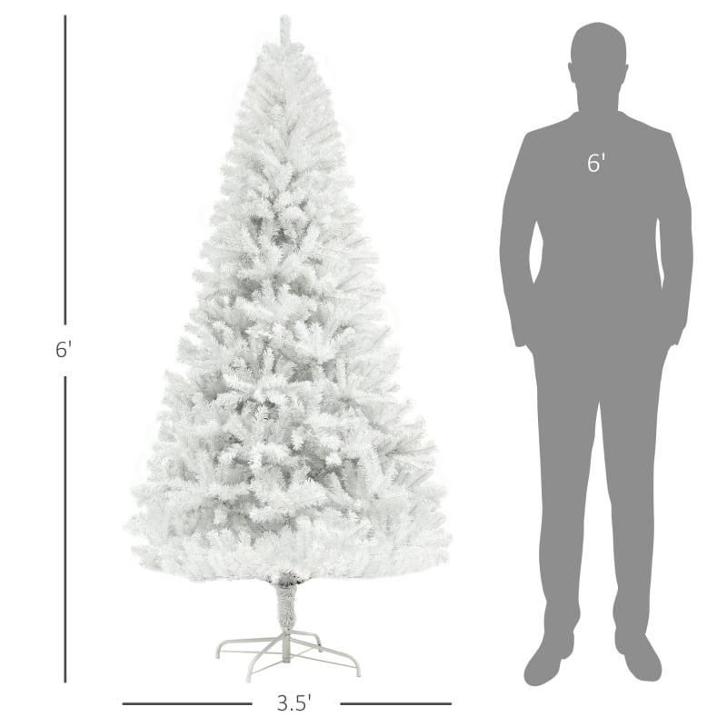 Alvantor Christmas Tree Unlit Artificial with 1000 Tips & Steel Stand 43.3"x43.3"x72" 6ft White