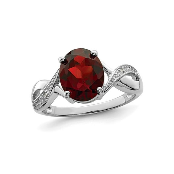 2.50 Carat (Ctw) Oval Red Garnet Ring in Sterling Silver