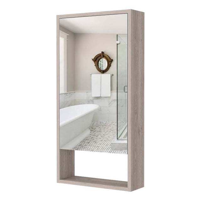 FM FURNITURE Modesto Engineered Wood Medicine Cabinet with Mirror in Light Gray