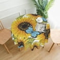 thumbnail image 2 of Spring Sunflower Tablecloth Round 60 Inch Butterfly Tablecloth Waterproof Polyester Washable Table Cover Flower Tablecloth for Kitchen Dining Room Indoor Outdoor Picnic Patio Party Decor, 2 of 6