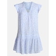thumbnail image 6 of Time and Tru Women's Double Cloth Mini Dress with Flutter Sleeves, Sizes XS-XXXL, 6 of 6