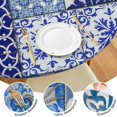 thumbnail image 3 of Round Elastic Tablecloth, Colorful Bohemian Print, Stretchable Polyester Fabric for Kitchen or Picnic Table, 3 of 4