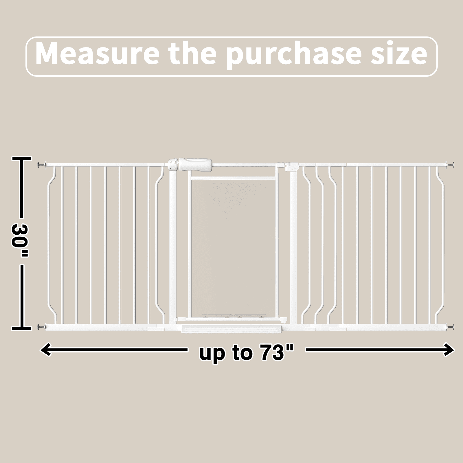 Fairy Baby Triple Lock Baby Gate with Clear Acrylic Panel - Adjustable 65-73" Wide Pressure Mount for Stairs Doorways