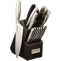 CUISINART Block Knife Set, 17pc Cutlery Knife Set with Steel Blades for Precise Cutting, Lightweight, Stainless Steel, Durable & Dishwasher Safe, C77SS-17P