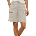 thumbnail image 3 of Frostluinai Cargr Shorts for Womens with Pocket Elastic Waist Baggy Bermuda Shorts Lightweight Hiking Ourdoor Shorts Pantalones Rectos Beige XL, 3 of 10