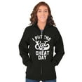 thumbnail image 4 of I Put Eat In Cheat Day Funny Foodie Unisex Fleece Graphic Zip Up Hoodie Brisco Brands 2X, 4 of 5