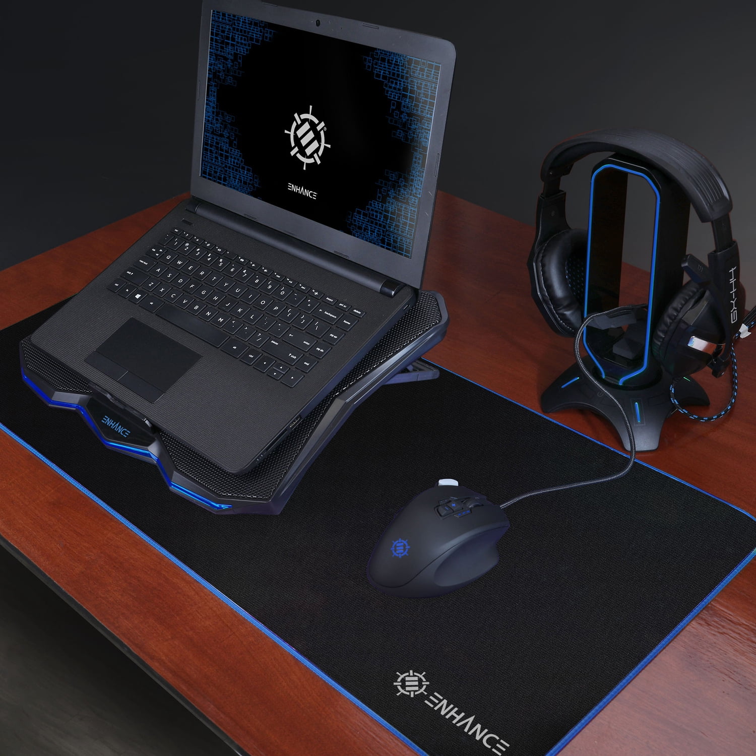 Enhance Cryogen 5 Laptop Cooling Pad (Blue) - Upto 17" Screen Size Notebook Support - 1 Fan(s) - 800 rpm - 471.3 gal/min - Metal Mesh - Blue