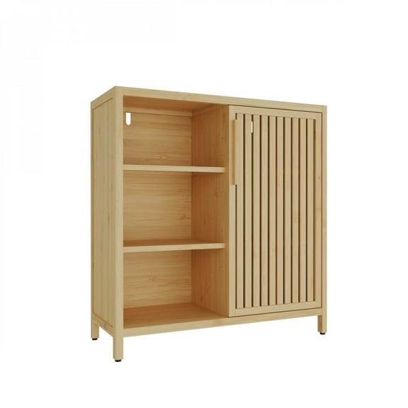 BOFANG Wide Bamboo Storage Cabinet, Large Capacity Single Door Organizer Shelf