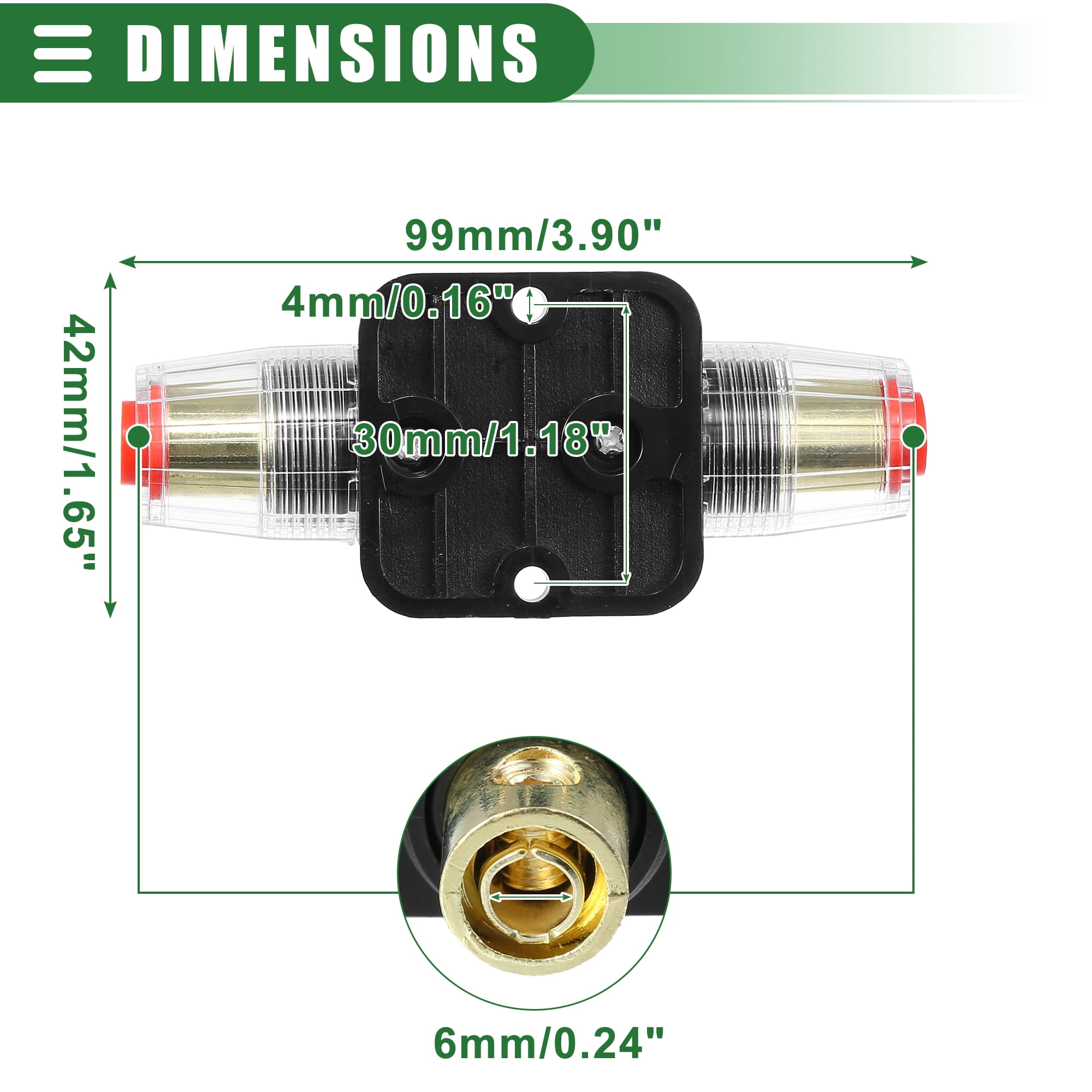 Unique Bargains 2 Set DC 12V-24V Fuse Holder 100A Inline Circuit Breaker Reset Fuse Holder Zinc Alloy Black