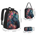 thumbnail image 4 of Naloa Colorful Floral Patterned Horse Print Large Capacity Backpack Lunch Bag Pencil Case Combination 3 Piece Set for Student, 4 of 8