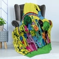 thumbnail image 4 of Indie Soft Flannel Fleece Blanket, Colorful Funny Hand Drawn Crazy Doodle Monsters in Nature Rainbow and Flowers Grungy, Cozy Plush for Indoor and Outdoor Use, 60" x 80", Multicolor, by Ambesonne, 4 of 5
