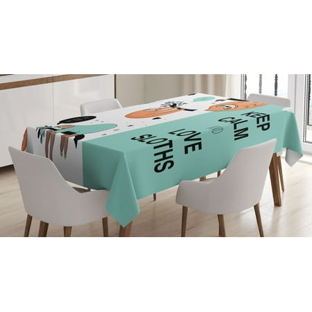 

Animal Decor Tablecloth Lazy Sleepy Bear Tribe of Australian Sloths with Keep Calm Quote Cartoon Rectangular Table Cover for Dining Room Kitchen 52 X 70 Inches Multicolor by Ambesonne