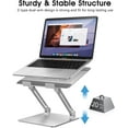 thumbnail image 3 of Laptop Stand, Adjustable Laptop Riser, Aluminum Computer Stand for Laptop up to 17.3 Inches, Portable Laptop Holder Compatible with MacBook Pro, HP, Ergonomic Desktop for Office, Home, Silver, 3 of 8