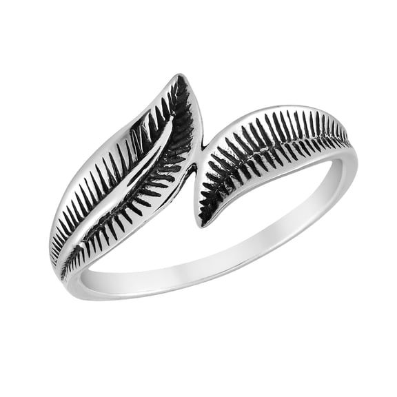 Nature's Pure Double Leaves Wrap Sterling Silver Band Ring-9