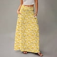 thumbnail image 4 of WTOBBY Women's Floral Print Flowy Maxi Skirt Bohemian Style Casual Summer Beach Long Skirt Elastic Waist Lightweight Tiered Pleated Skirt with Drawstring,Yellow XL, 4 of 5