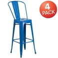 thumbnail image 6 of Emma + Oliver 4 Pack 30" High Blue Metal Indoor-Outdoor Barstool with Back - Kitchen Furniture, 6 of 12