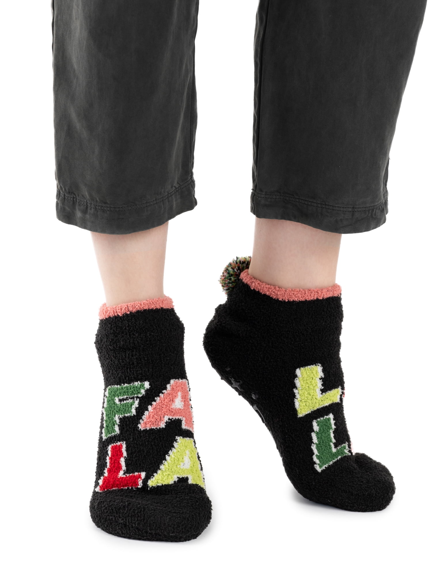 MUK LUKS Women's Cozy Slipper Sock with Pom, 1-Pack, OSFM