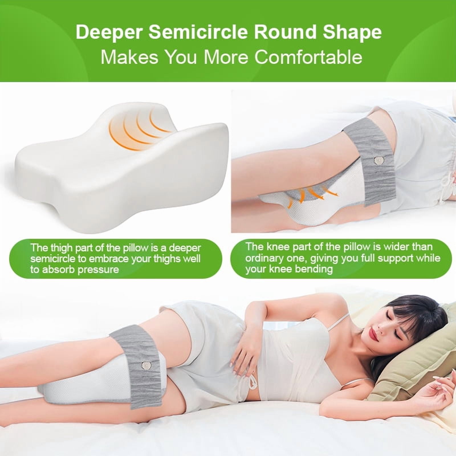 Asunby Knee Pillow for Side Sleeper with Adjustable Straps - Fully Support Thighs and Knees for Sciatica, Back, HIPS, Knees, Joints Pain Relief - Leg Pillow for Side Sleeping