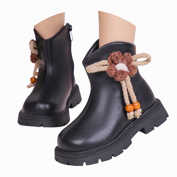 Gvdentm Girls Boots Winter Girls Boys Winter Snow Boots Warm Waterproof Anti-Slip High-Cut for Outdoor Skiing Winter Boots for Kids(Black,9)